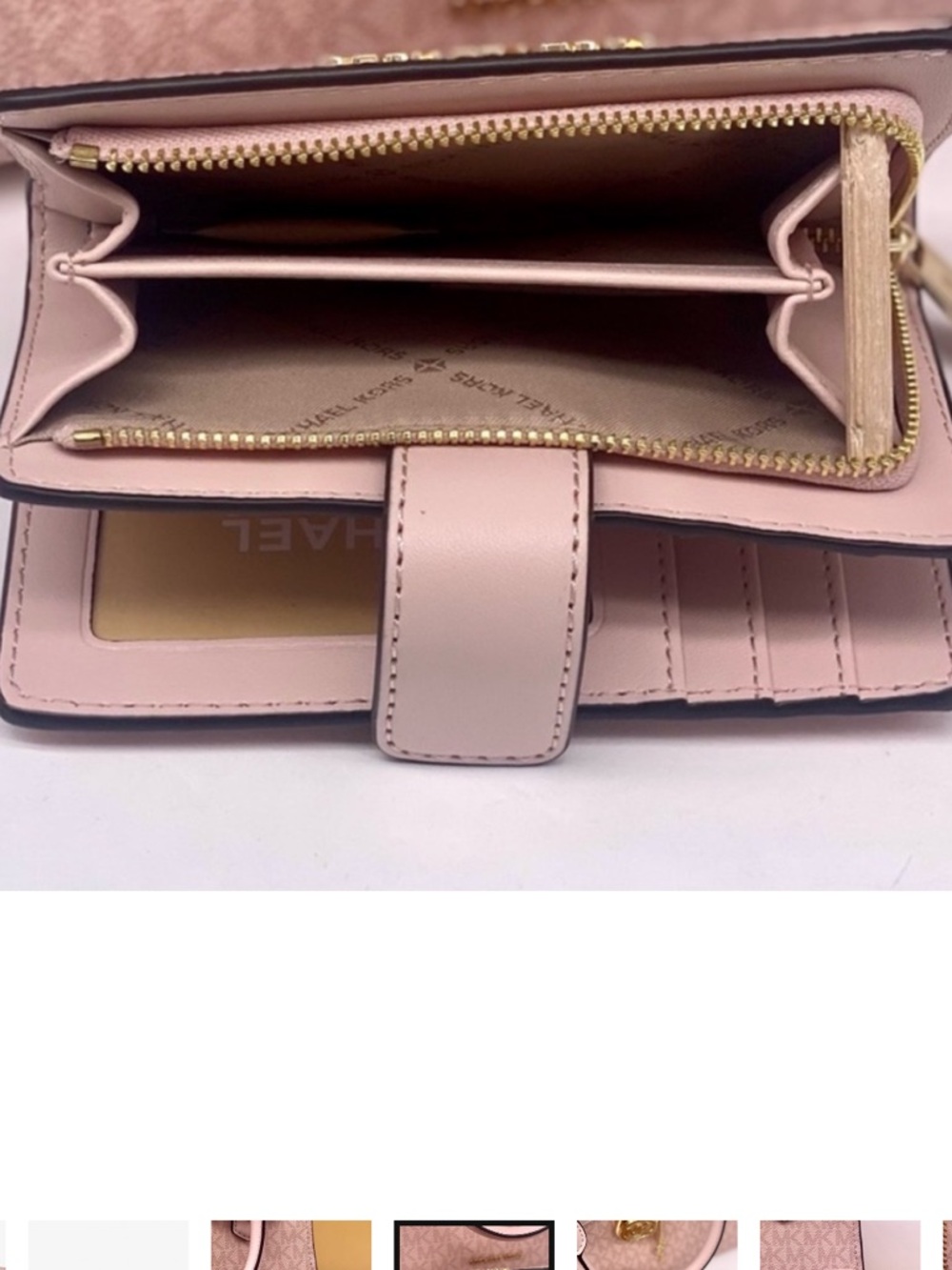 NWOT Michael Kors Powder Blush Signature Continental Wallet Gold Tone Hardware - Picture 4 of 5